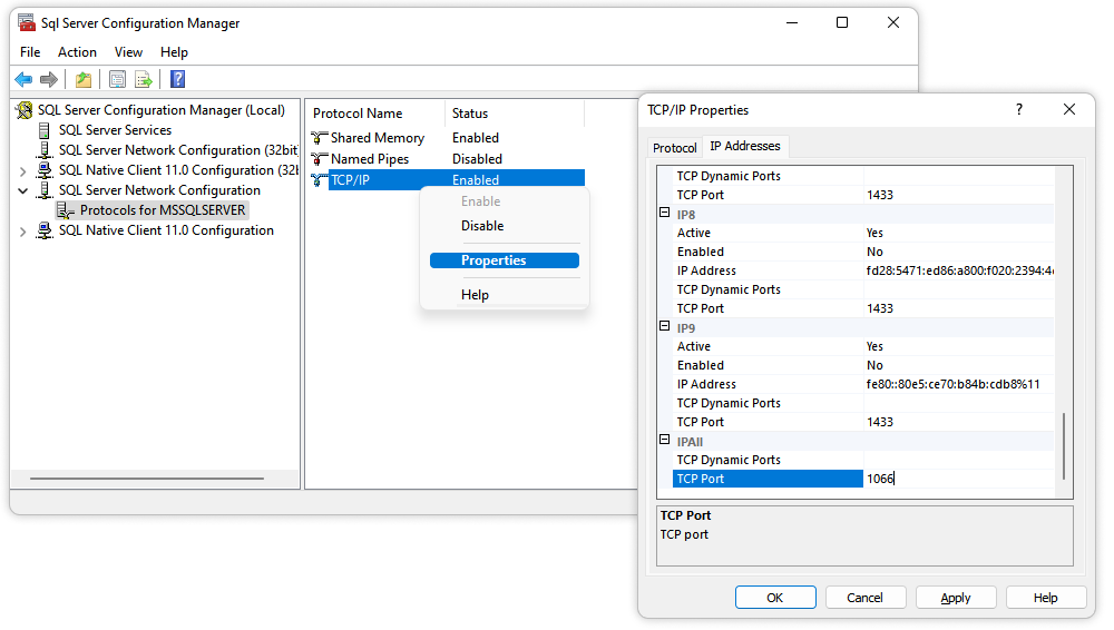 SQL Server TCP/IP Port