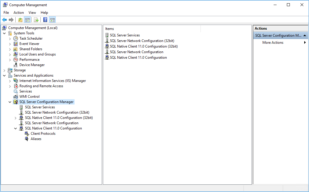 Computer Management - SQL Server Configuration